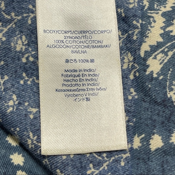 Chaps Denim Blue Floral Button Down Shirt Size XL - Picture 9 of 10